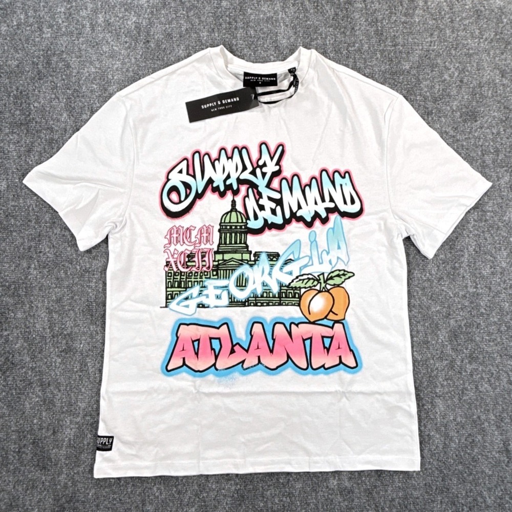Supply & Demand Atlanta Georgia Graffiti Graphic T-Shirt White SUM17367 Mens M